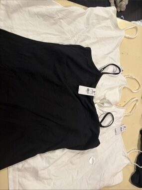 NWT Express Built In Bra Cami Tank Tops L Black White 3 Pack Bundle